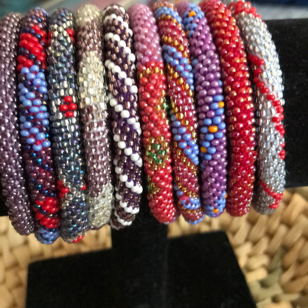 Ten Handmade Nepal Roll on Bracelets